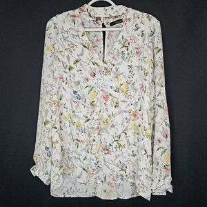 Renuar Floral‎ Botanical Blouse M Cottagecore Spring Romantic Button Front